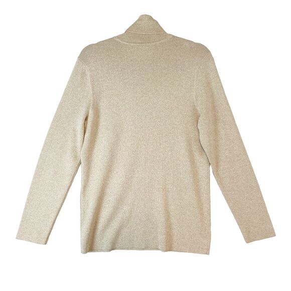 Chico's Turtleneck Sweater Womens Size 2 (Large) Gold Metallic Knit Long Sleeve - Picture 2 of 5